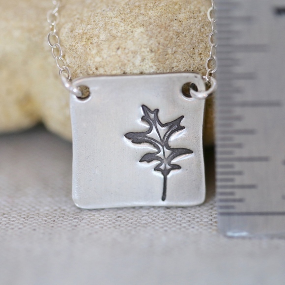 Oak leaf necklace in sterling by Katherine Sheetz - Picture 5 of 8